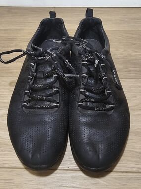ECCO BIOM Fjuel Perforated Black Leather Walking Sneakers